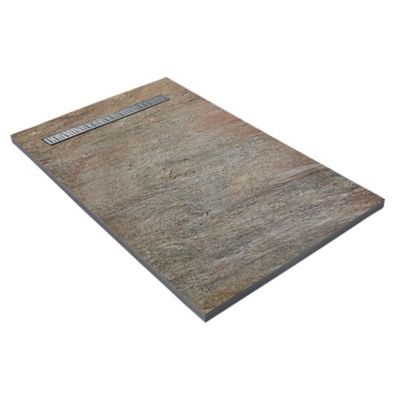 Receveur 140 x 90 cm HD en pierre naturelle cuivre  caniveau excentré