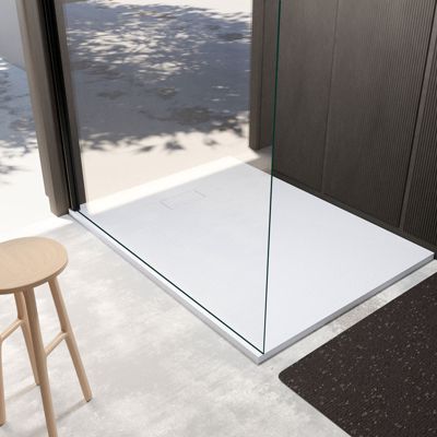 Receveur a poser en materiaux composite SMC - Finition ardoise blanc mat - 90x140 cm