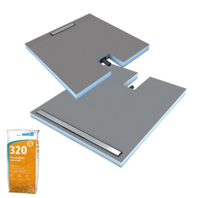 Receveur à carreler 120 x 80 cm WEDI Fundo Plano Linea écoulement linéaire & bonde intégrée + colle 320