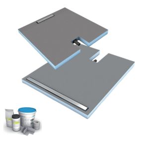 Receveur à carreler 120 x 90 cm Wedi Fundo Plano Linea - écoulement linéaire sortie sur le coté + kit d'étanchéité