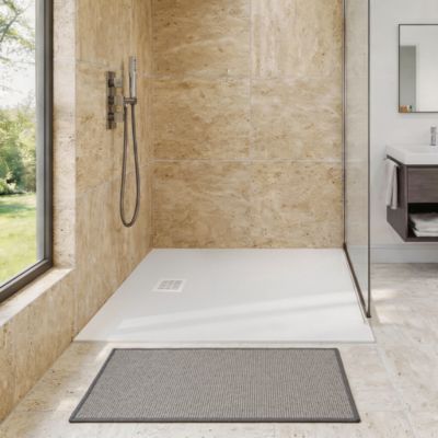 Receveur de douche 100 x 100 cm, résine, blanc, GoodHome Douro