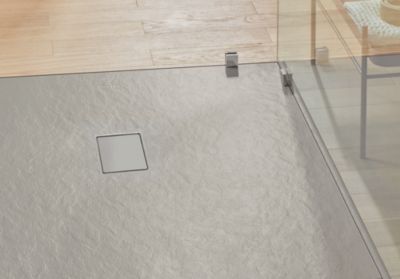 Receveur de douche 100 x 140 cm en acrylique, gris texturé, Villeroy & Boch Exklusive