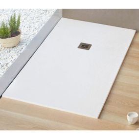 Receveur de douche 100 x 140 cm extra plat LOGIC surface ardoisee rectangulaire blanc