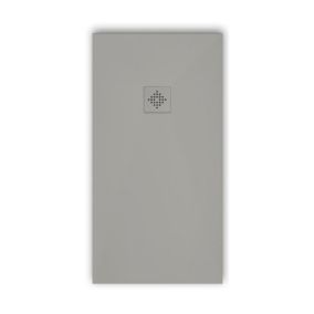 Receveur de douche 100 x 140 cm extra plat PURE en résine surface ardoisée gris Grille grise