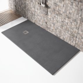 Receveur de douche 100x100cm extra plat MADISON en resine surface ardoisee anthracite