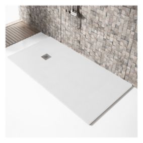 Receveur de douche 100x100cm extra plat MADISON en resine surface ardoisee blanc