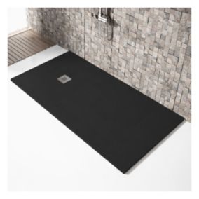 Receveur de douche 100x100cm extra plat MADISON en resine surface ardoisee noir