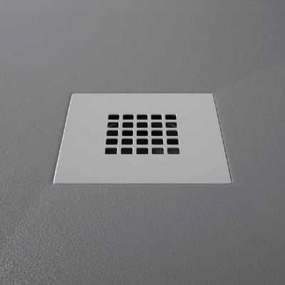 Receveur de douche 100x140 cm extra plat ONDA en resine surface ardoisee anthracite Grille inox