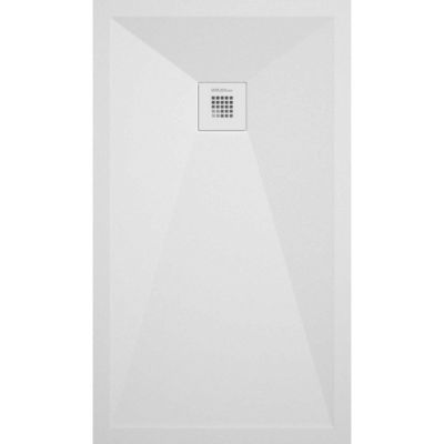 Receveur de douche 100x200 cm extra plat ONDA en resine surface ardoisee blanc Grille blanche