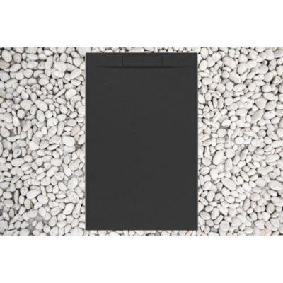 Receveur de douche 110X90 cm NOIR Vulcano Line PLUS en résine et poudre de marbre avec grille en RÉSINE DE MARBRE