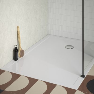 Receveur de douche 120 x 90 JACOB DELAFON Gaspard extra-plat céramique bonde à droite + Kit de réhausse