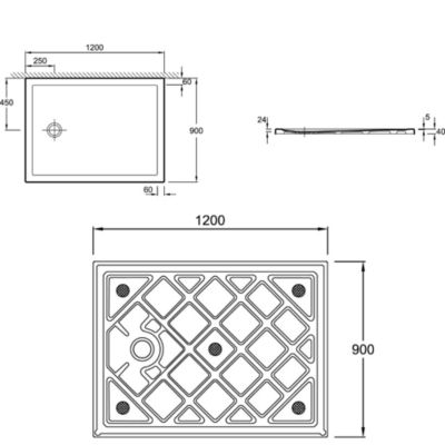 Receveur de douche 120 x 90 JACOB DELAFON Gaspard extra-plat céramique bonde à gauche