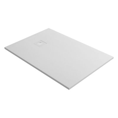 Receveur de douche 120x80 extra-plat Blanc en résine minérale antidérapant effet ardoise - Thor LAVABERG