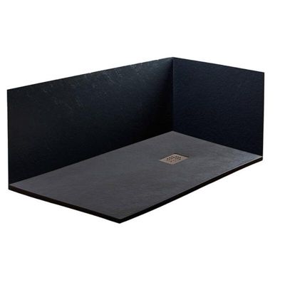 Receveur de Douche 155X115 cm Ligne Vulcano Fin Noir en Résine Synthétique et Poudre de Marbre Avec Drain Libre FRASCIO