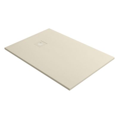 Receveur de douche 160x90 extra-plat Beige en résine minérale antidérapant effet ardoise - Thor LAVABERG