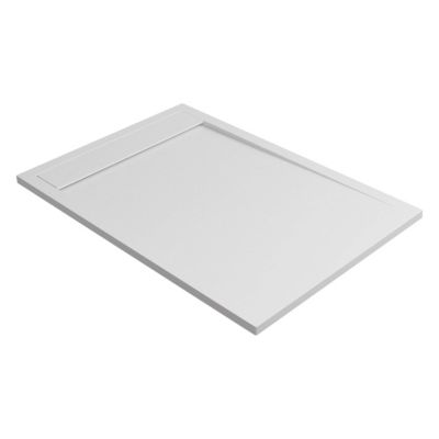 Receveur de douche 160x90 extra-plat Blanc en résine minérale antidérapant effet ardoise - Magnus LAVABERG