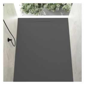 Receveur de douche 70 x 100 cm extra plat COVER en resine surface ardoisee anthracite