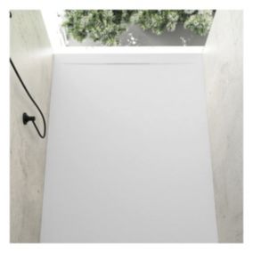 Receveur de douche 70 x 100 cm extra plat COVER en resine surface ardoisee blanc