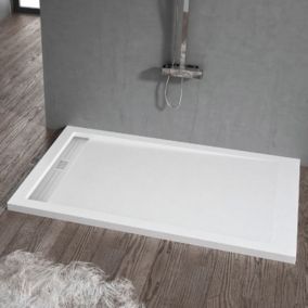 Receveur de douche 70 x 100 cm extra plat ELITE en resine surface ardoisee blanc