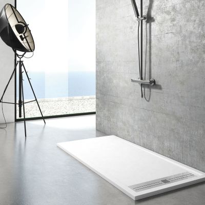 Receveur de douche 70 x 100 cm extra plat ELITE en resine surface ardoisee blanc