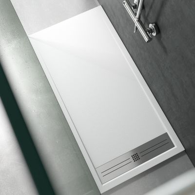 Receveur de douche 70 x 100 cm extra plat ELITE en resine surface ardoisee blanc