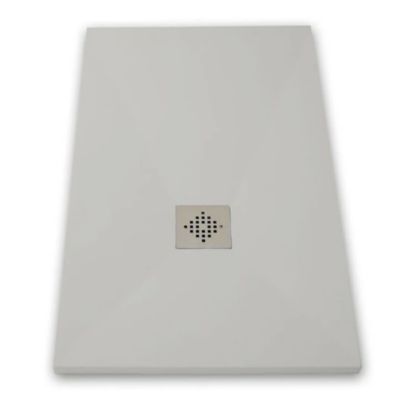 Receveur de douche 70 x 100 cm extra plat PURE en resine surface ardoisee gris Grille inox