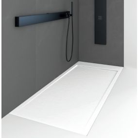 Receveur de douche 70 x 100 cm extra plat QUORE en resine surface ardoisee blanc