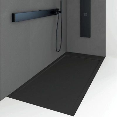 Receveur de douche 70 x 100 cm extra plat QUORE en resine surface ardoisee noir