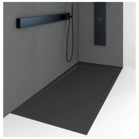 Receveur de douche 70 x 100 cm extra plat QUORE en resine surface ardoisee noir