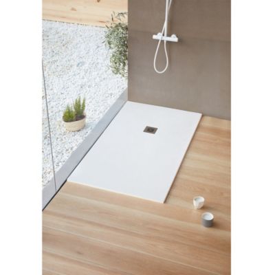 Receveur de douche 70 x 140 cm extra plat LOGIC surface ardoisee rectangulaire blanc