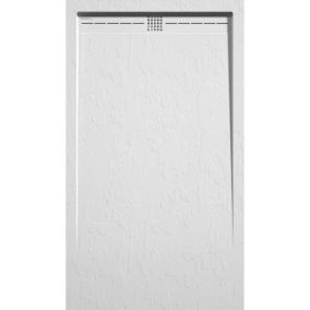 Receveur de douche 70x100 cm extra plat ARCO en resine surface ardoisee blanc Grille blanche