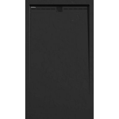 Receveur de douche 70x100 cm extra plat ARCO en resine surface ardoisee noir Grille noire