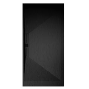 Receveur de douche 70x100 cm extra plat EDIS en resine surface ardoisee noir Grille noire