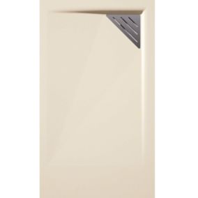 Receveur de douche 70x110 cm extra plat TRINITY beige en résine minérale grille à Droite