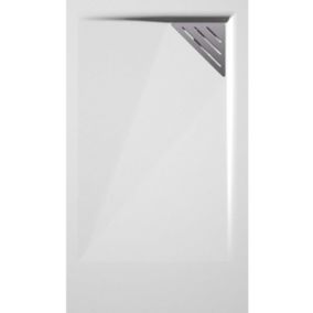 Receveur de douche 70x110 cm extra plat TRINITY blanc en résine minérale grille à Droite