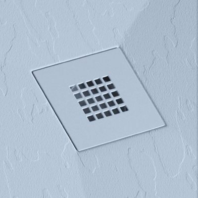 Receveur de douche 70x150 cm extra plat ONDA en resine surface ardoisee gris cendre Grille grise cendre