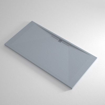 Receveur de douche 70x170 cm extra plat EDIS en resine surface ardoisee gris cendre Grille gris cendre
