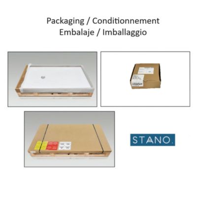 Receveur de douche 70x170 cm extra plat ONDA en resine surface ardoisee beige Grille inox