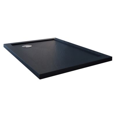Receveur de douche 75x90x4cm rectangle acrylique avec bordures anthracite effet pierre mod. Flower