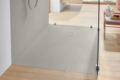 Receveur de douche 80 x 120 cm en acrylique, gris texturé, Villeroy & Boch Exklusive