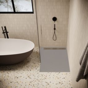 Receveur de douche 80 x 120 cm extra plat LUCIA en SoliCast surface ardoisee gris