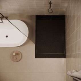 Receveur de douche 80 x 120 cm extra plat SALVI en SoliCast surface ardoisee noir