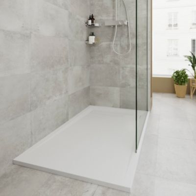 Receveur de douche avec Cadre 80x120 cm Blanc + Paroi de douche 80 cm