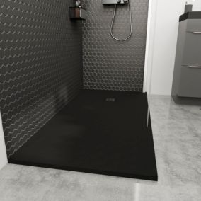 Receveur de douche 80 x 120 cm, résine, noir, Douro GoodHome