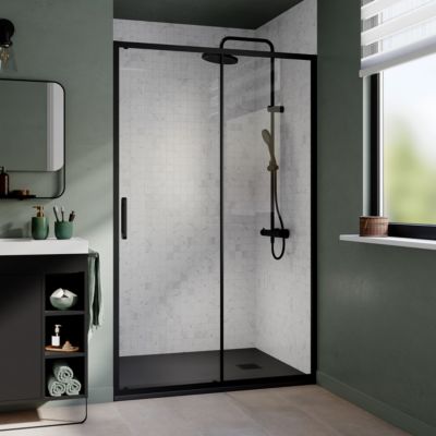 Receveur de douche 80 x 120 cm, résine, noir, Douro GoodHome