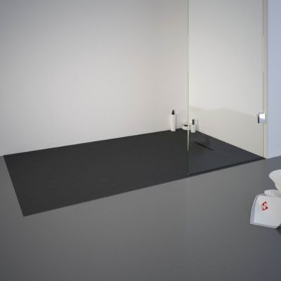 Receveur de douche 80 x 140 cm, effet pierre anthracite, Schulte