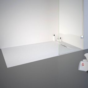 Receveur de douche 80 x 140 cm, effet pierre blanche, Schulte