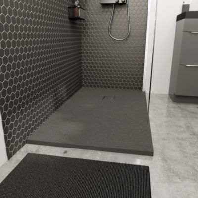 Receveur de douche 80 x 140 cm, résine, gris, GoodHome Douro