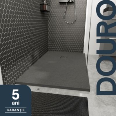 Receveur de douche 80 x 140 cm, résine, gris, GoodHome Douro