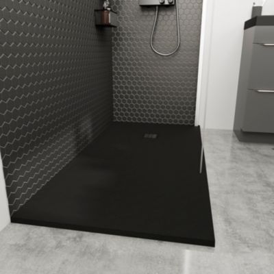 Receveur de douche 80 x 140 cm, résine, noir, Douro GoodHome